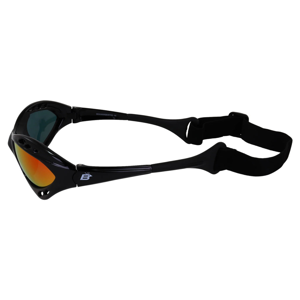 3 Pairs Padded Polarized Sunglasses with Strap Black Frame Blue Red Pink Mirror Lenses U350431
