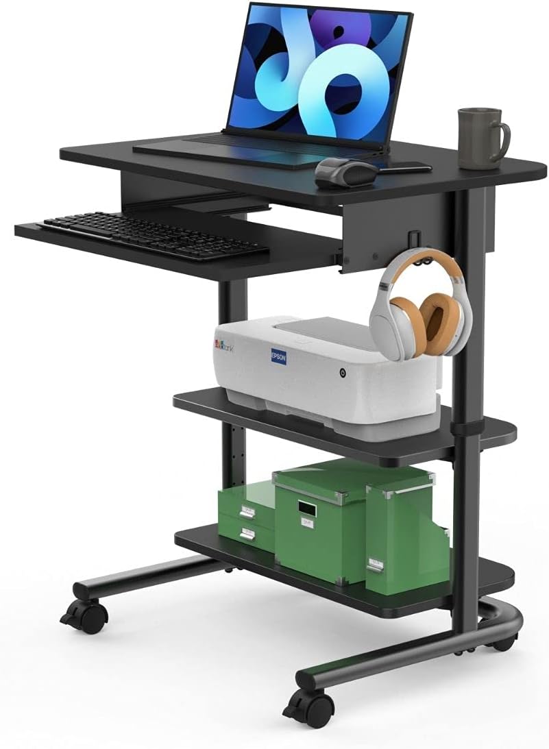 Adjustable Height Mobile Workstation with Retractable Keyboard Tray P311