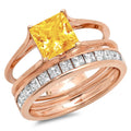 18k Rose Gold Citrine Ring Band Set Size 3.5 W745