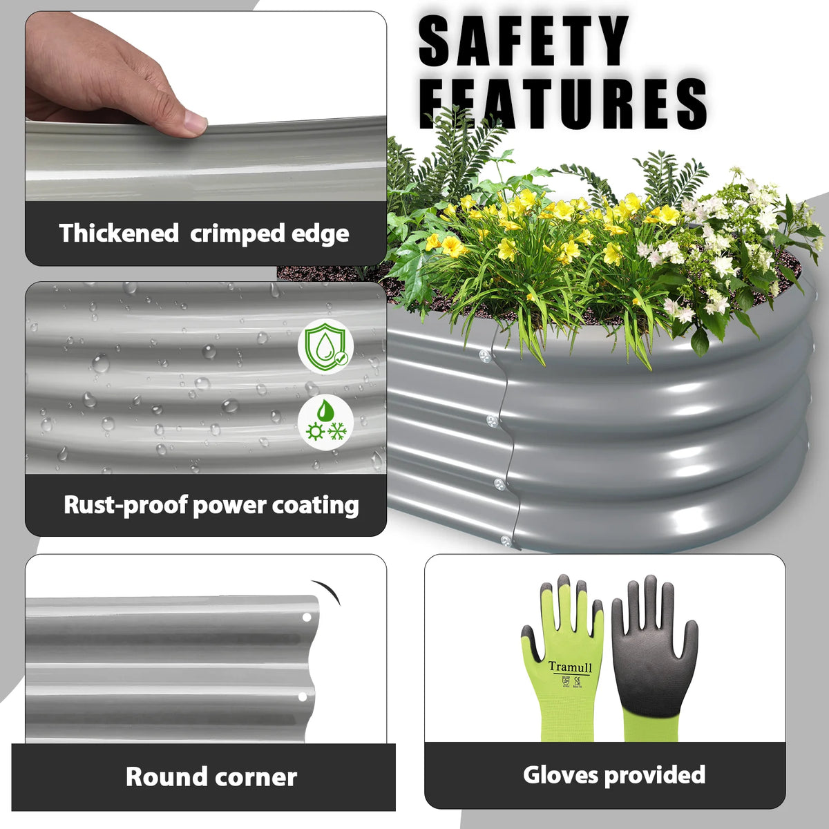 Galvanized Raised Garden Bed Kit Oval Metal Planter Box Y73882
