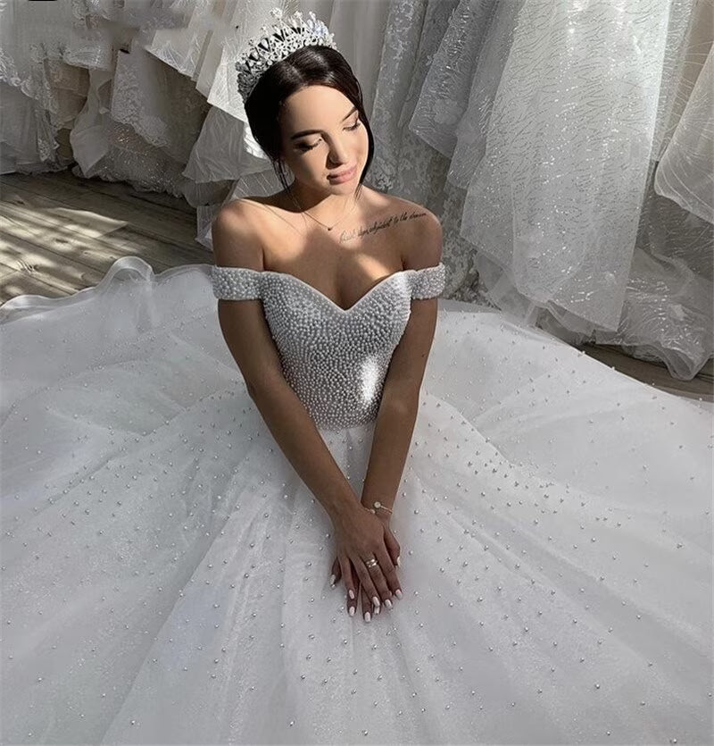 White Plus Size Sweetheart Tulle Wedding Dress Q50065