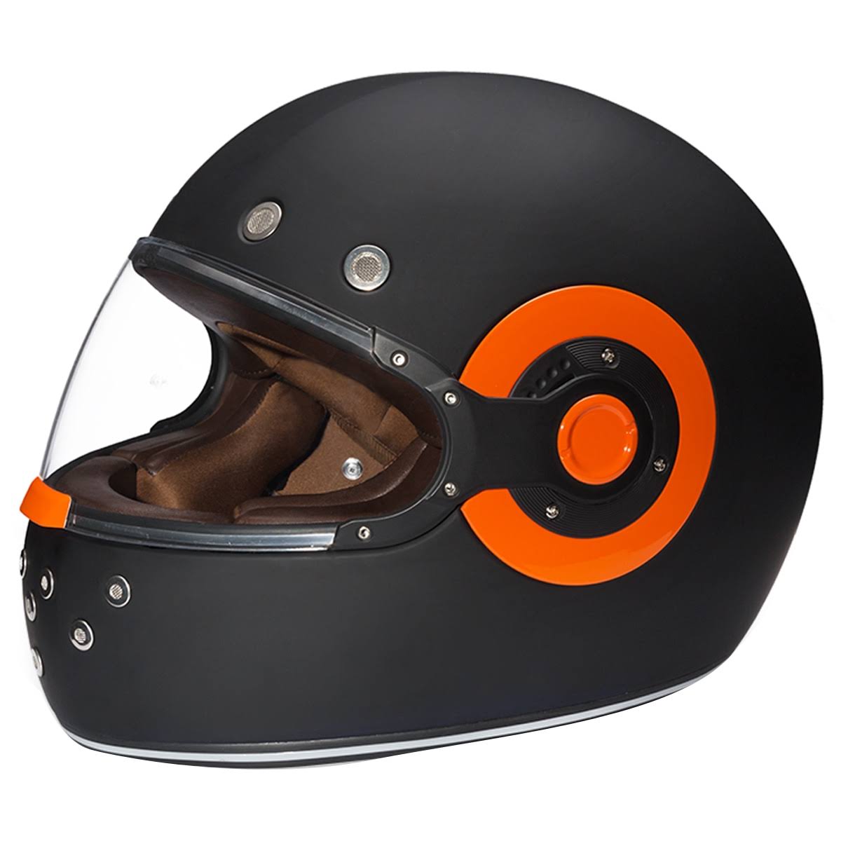 Dull Black with Orange Accents Full Face Helmet C179