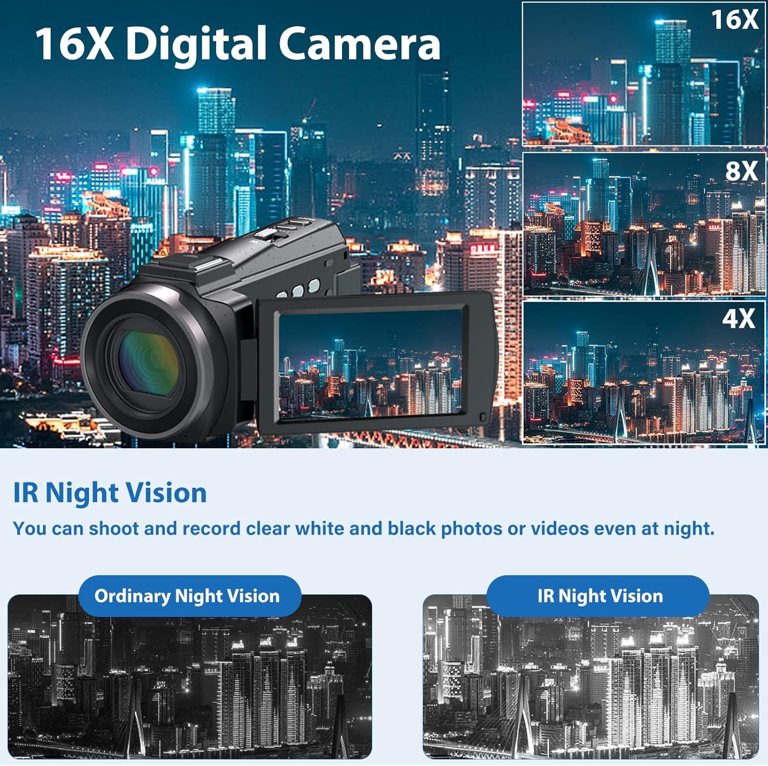 4K 48MP WiFi Vlogging Camera with Touch Screen IR Night Vision K8613