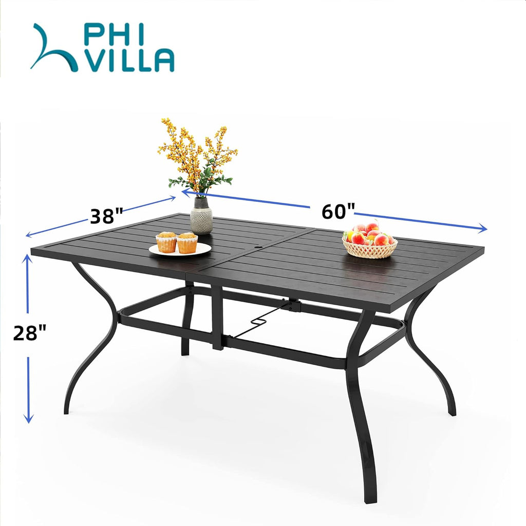 Black 60" x 38" Rectangular Patio Dining Table F7268