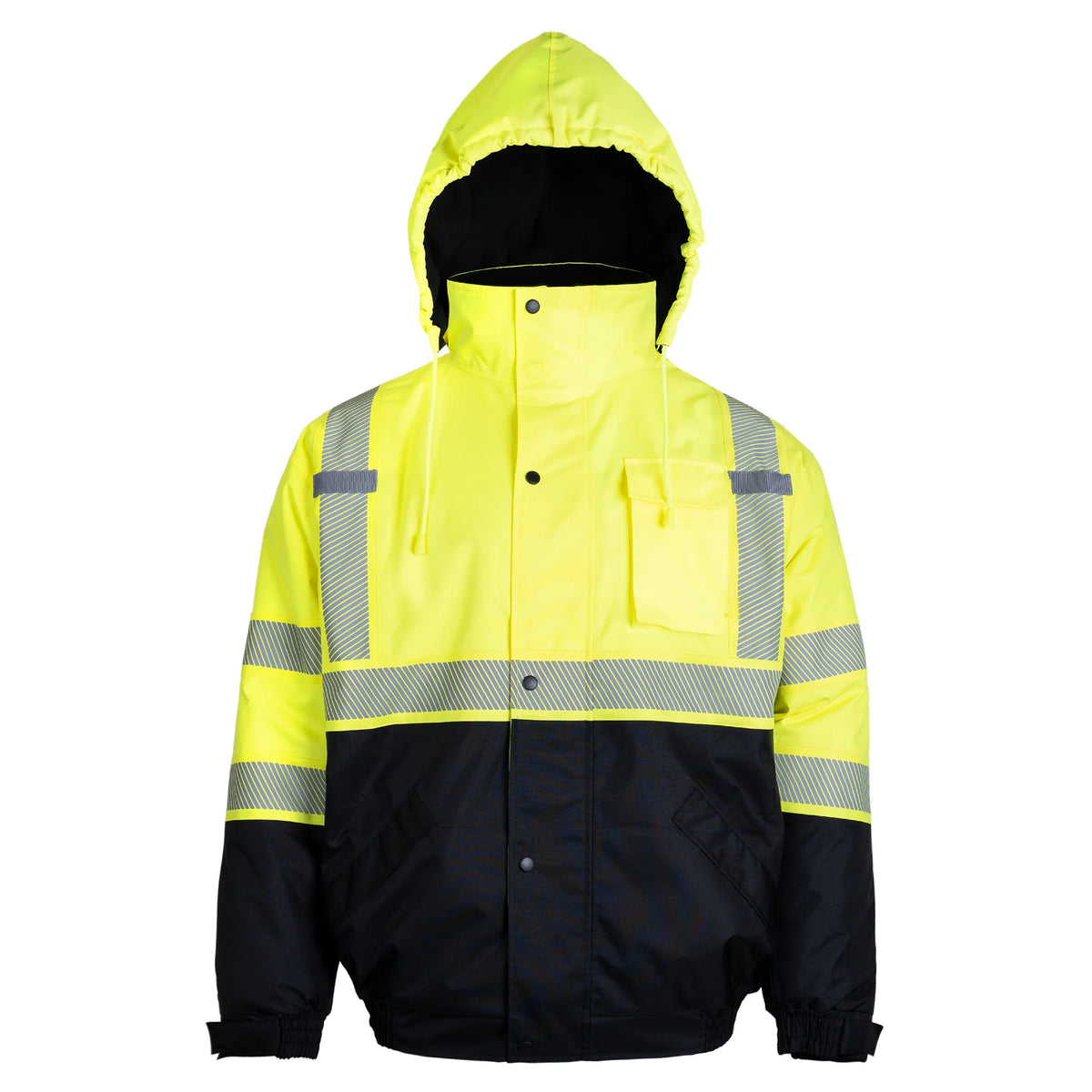 Hi-Vis Safety Jacket with Removable Hood, Yellow, XL F3486