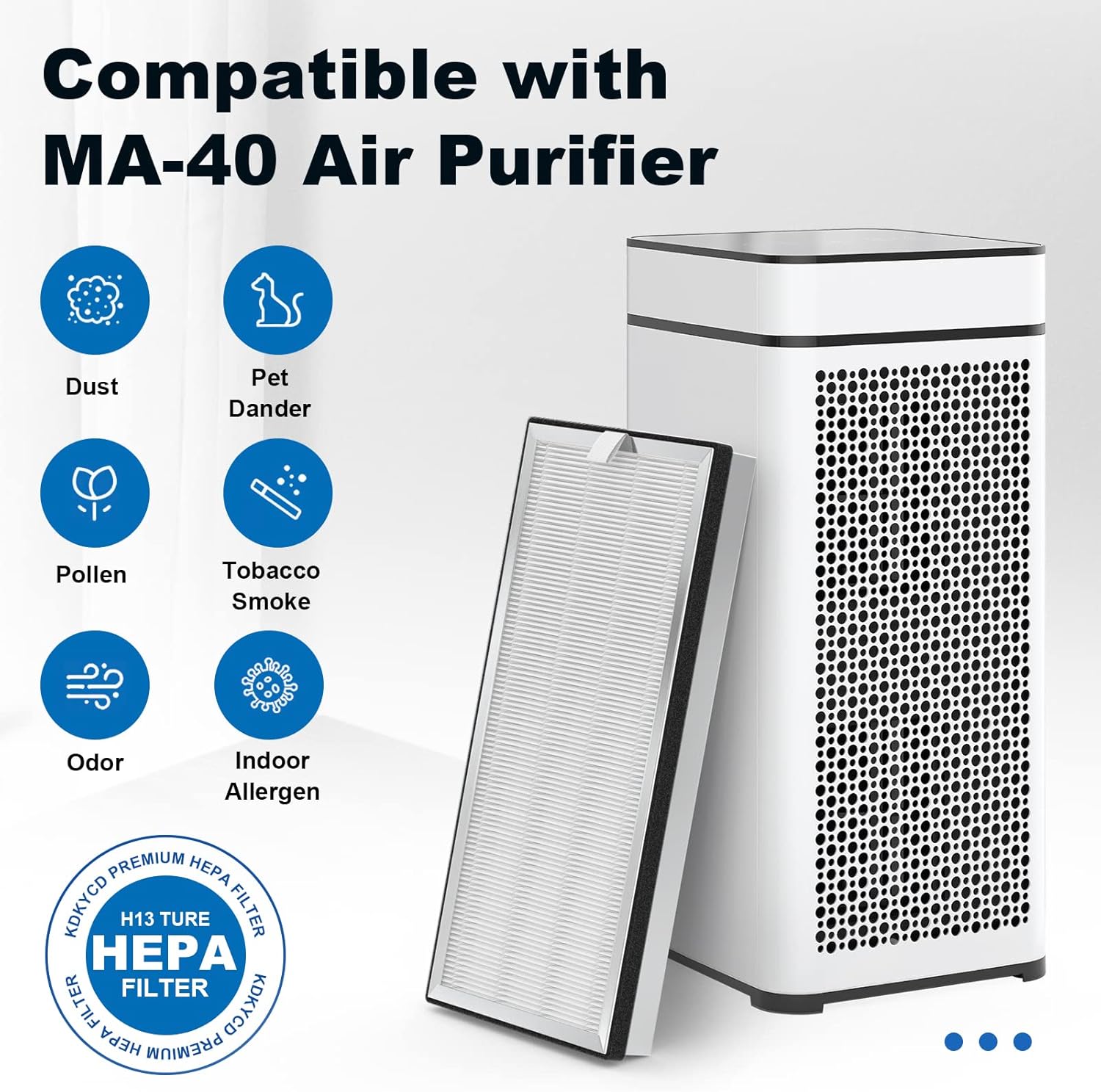 2 PACK H13 True HEPA Replacement Filters with Pre-filter and Activated Carbon Filter H47089