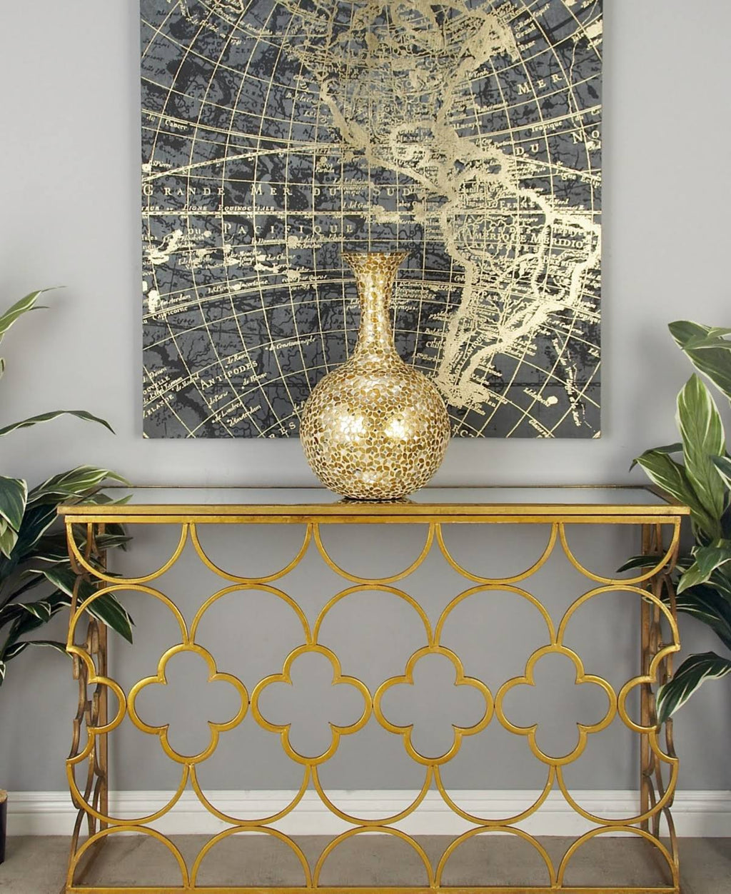 Gold-Tone Console Table F479