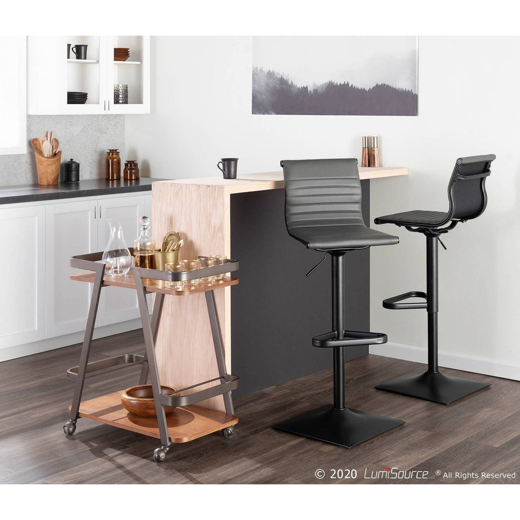 Black Metal Grey PU Barstool U660