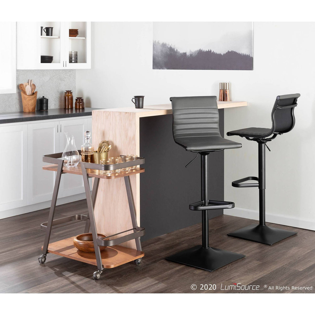 Black Metal Grey PU Barstool U660