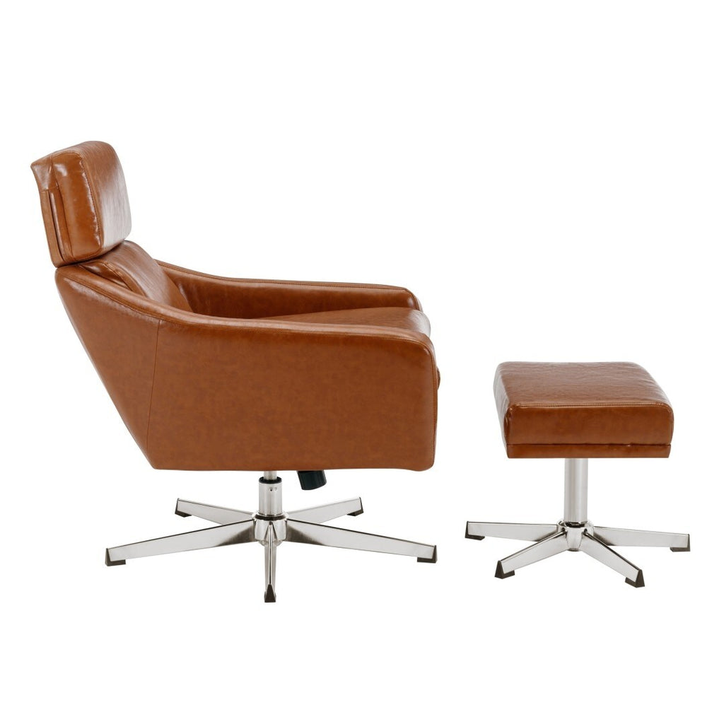 PU Leather Swivel Armchair with Ottoman Q850489