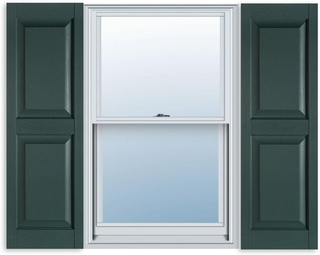 15 Inch x 59 Inch Raised Panel Exterior Vinyl Shutter, Bedford Blue (Pair) Pack of 2 G611