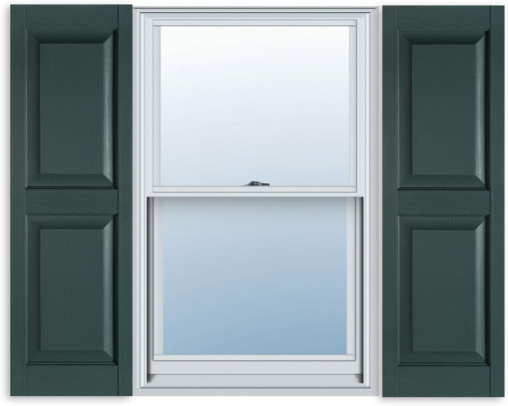 15 Inch x 59 Inch Raised Panel Exterior Vinyl Shutter, Bedford Blue (Pair) Pack of 2 G611
