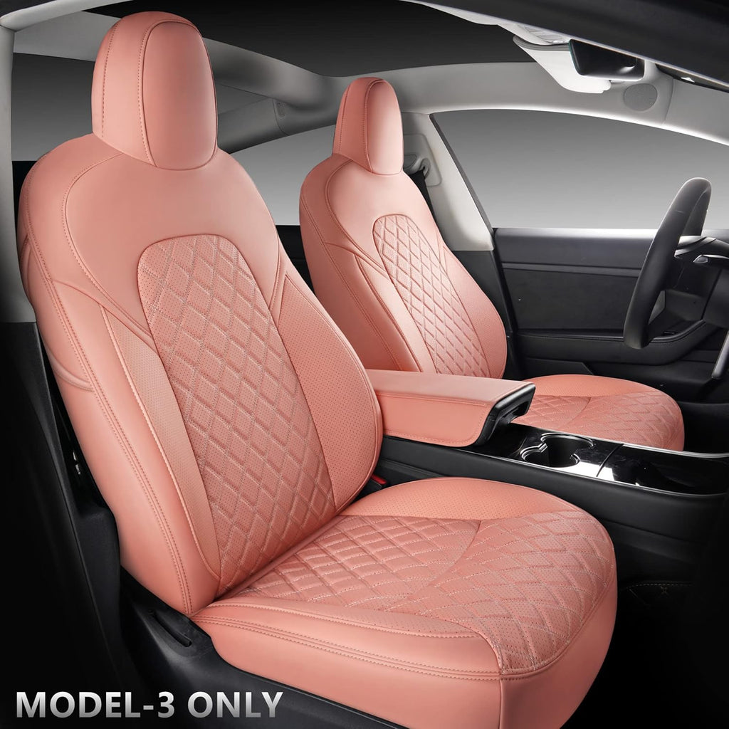 Red Faux Leather Car Seat Covers for Tesla Model 3 P943006