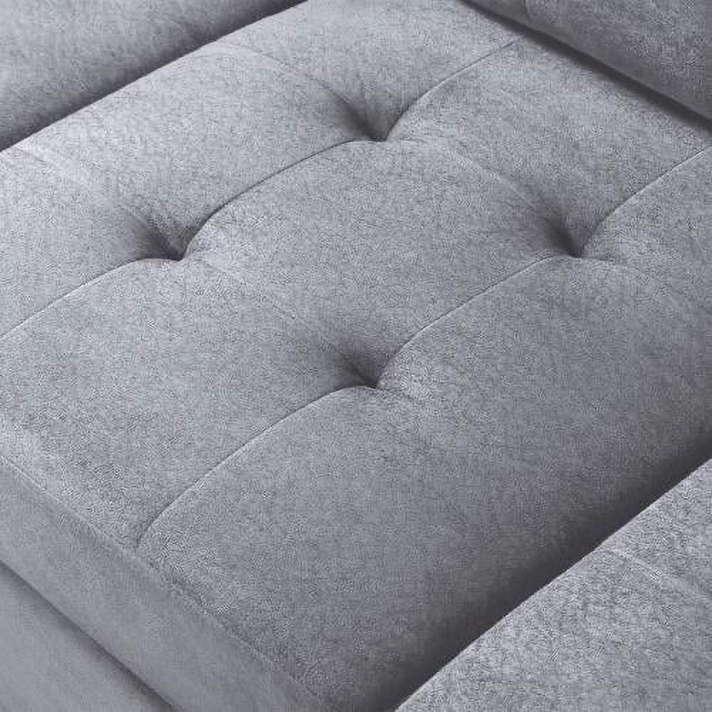 3 Piece Microfiber Sectional Sofa with Reversible Chaise Lounge Storage Ottoman and Cup Holders V6610