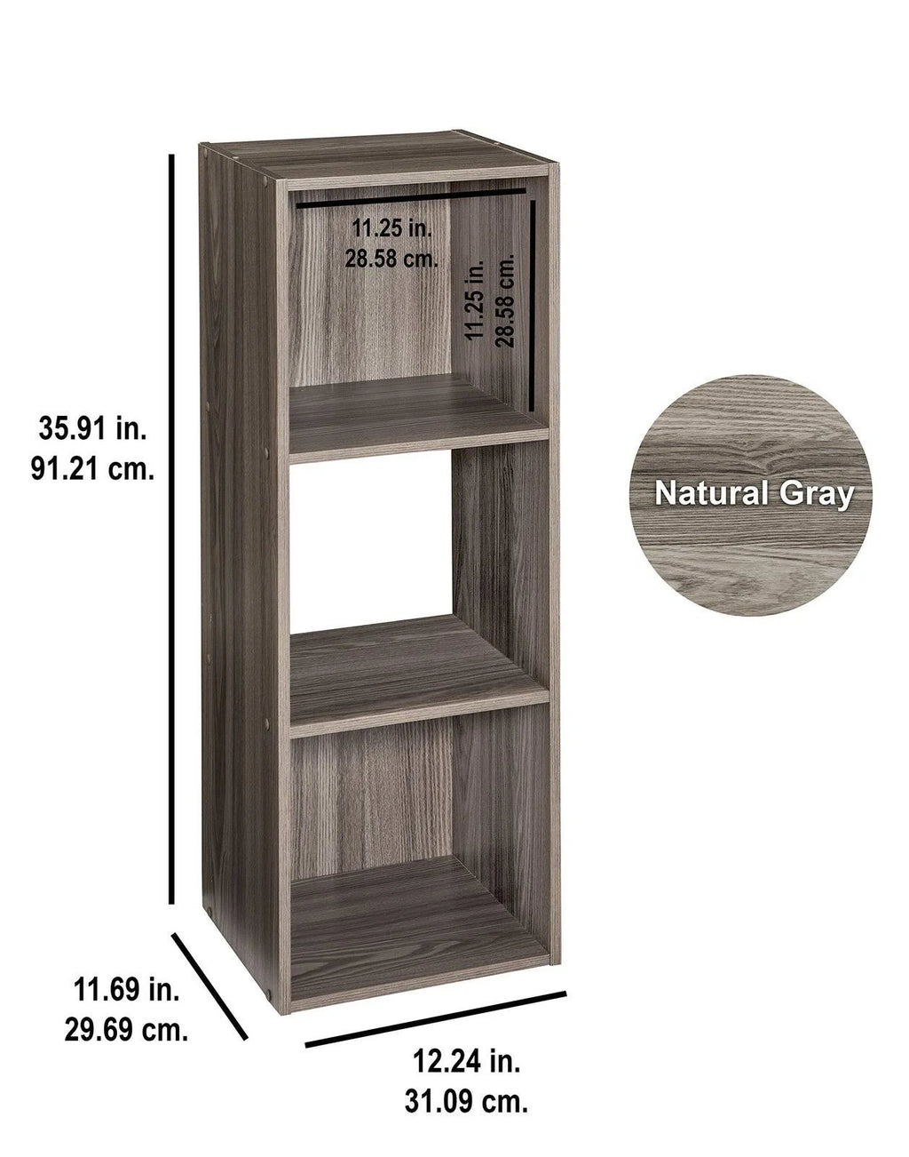 Natural Gray 3-Cube Organizer Q5977