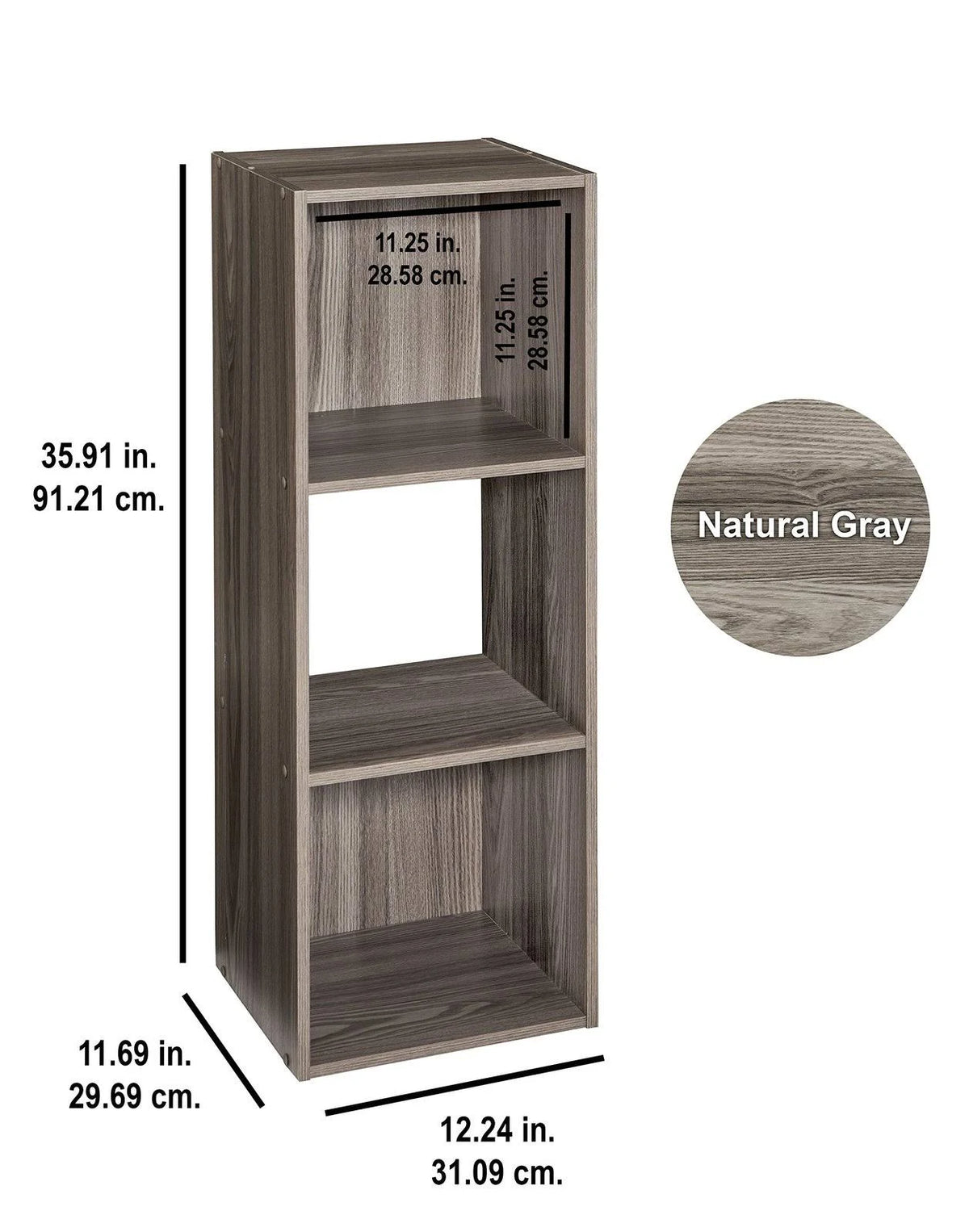 Natural Gray 3-Cube Organizer Q5977