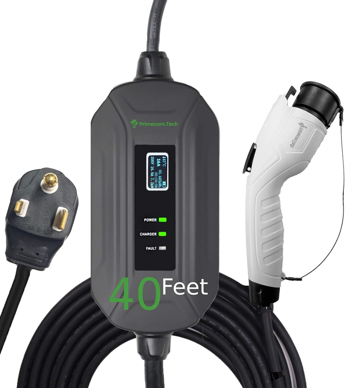 Portable Level 2 Electric Vehicle Charger, 50 Feet, NEMA L6-30P Y861