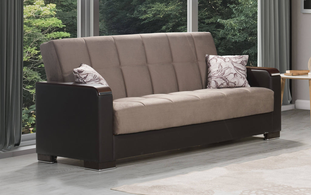 Brown Microfiber PU Sofa Bed with Storage Z116