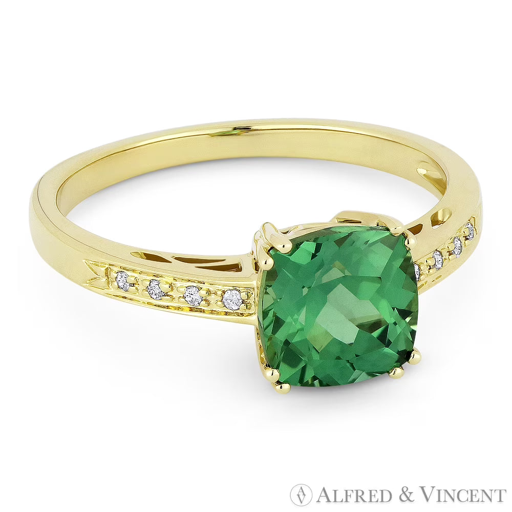 14k Yellow Gold Green Spinel & Diamond Engagement Ring O54065