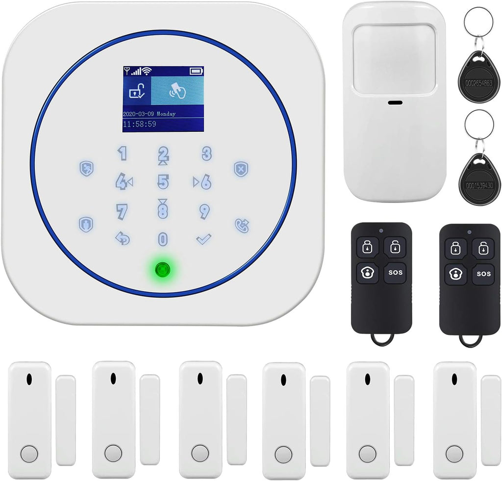 2.4G WiFi GSM Wireless Burglar Alarm Kit with Door Window Sensor Motion Detector M493