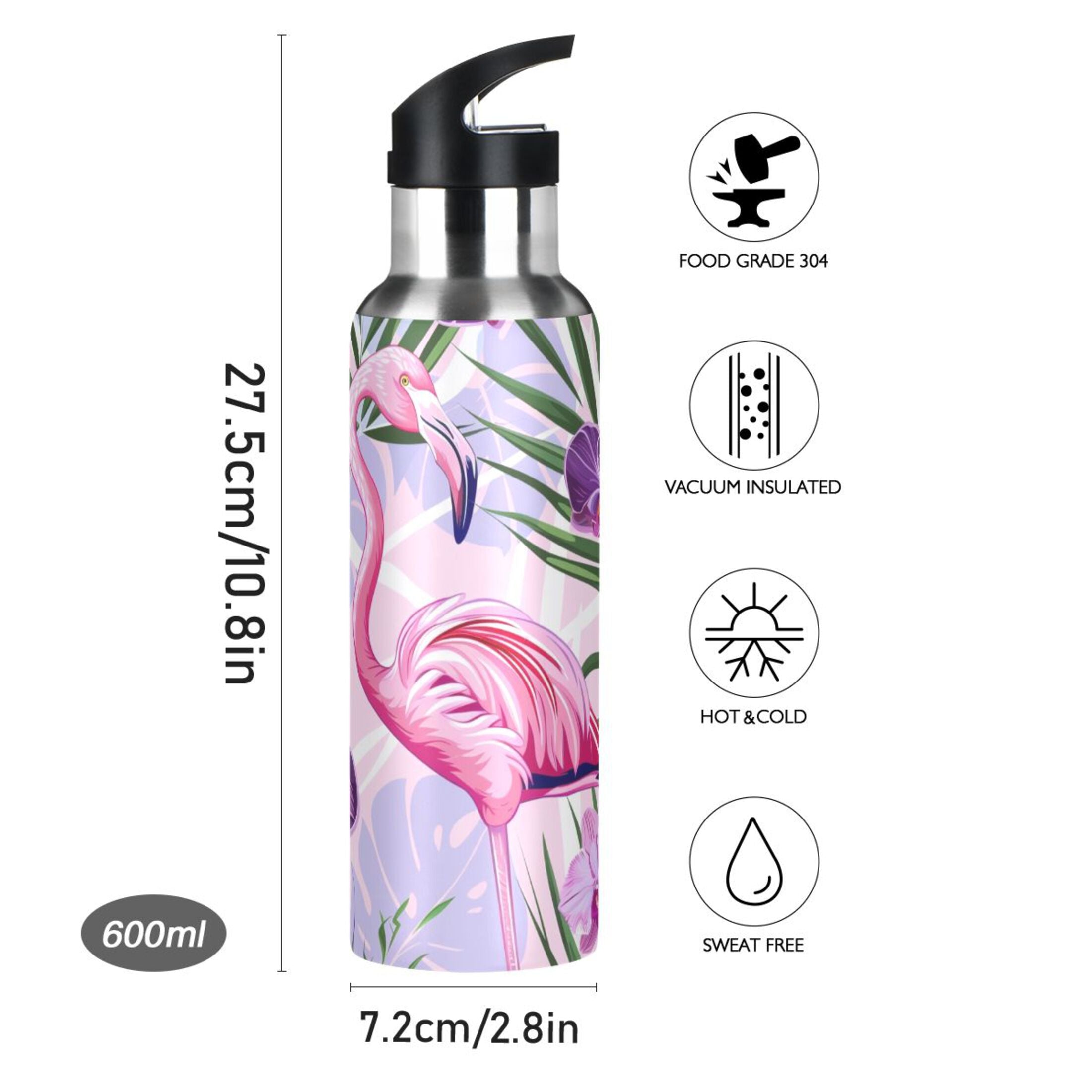 20 oz Insulated Stainless Steel Water Bottle with Straw Lid M122673