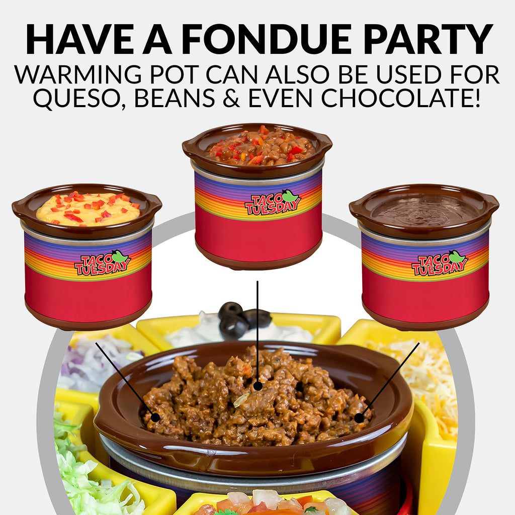 Lazy Susan Taco Bar with Warming Pot and 4 Taco Holders Q82504