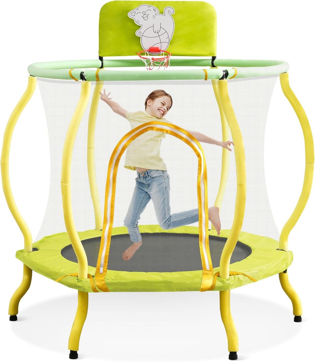 Portable Foldable Trampoline with Adjustable Handle, 40" Max Load 330lbs, Yellow S2855