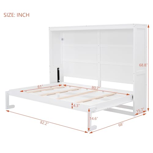 Gray Queen Solid Wood Murphy Cabinet Bed J7874