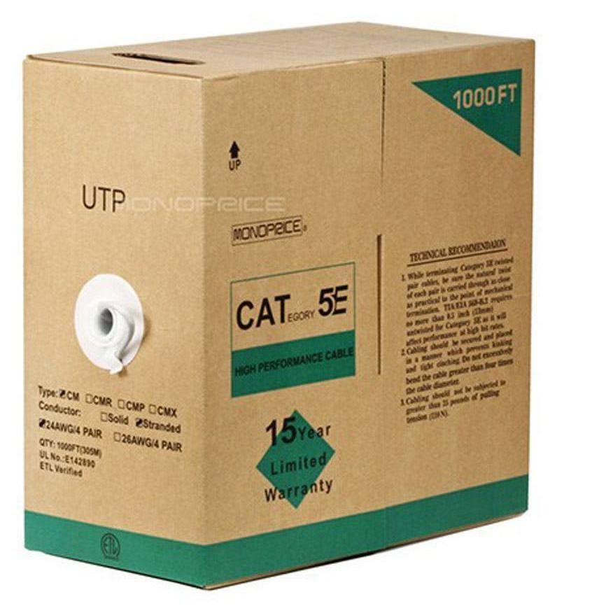 Bulk Cable CAT 5e UTP 1000 ft Gray V425