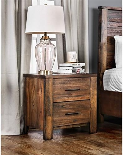 Antique Oak Solid Wood 2-Drawer Nightstand E59257