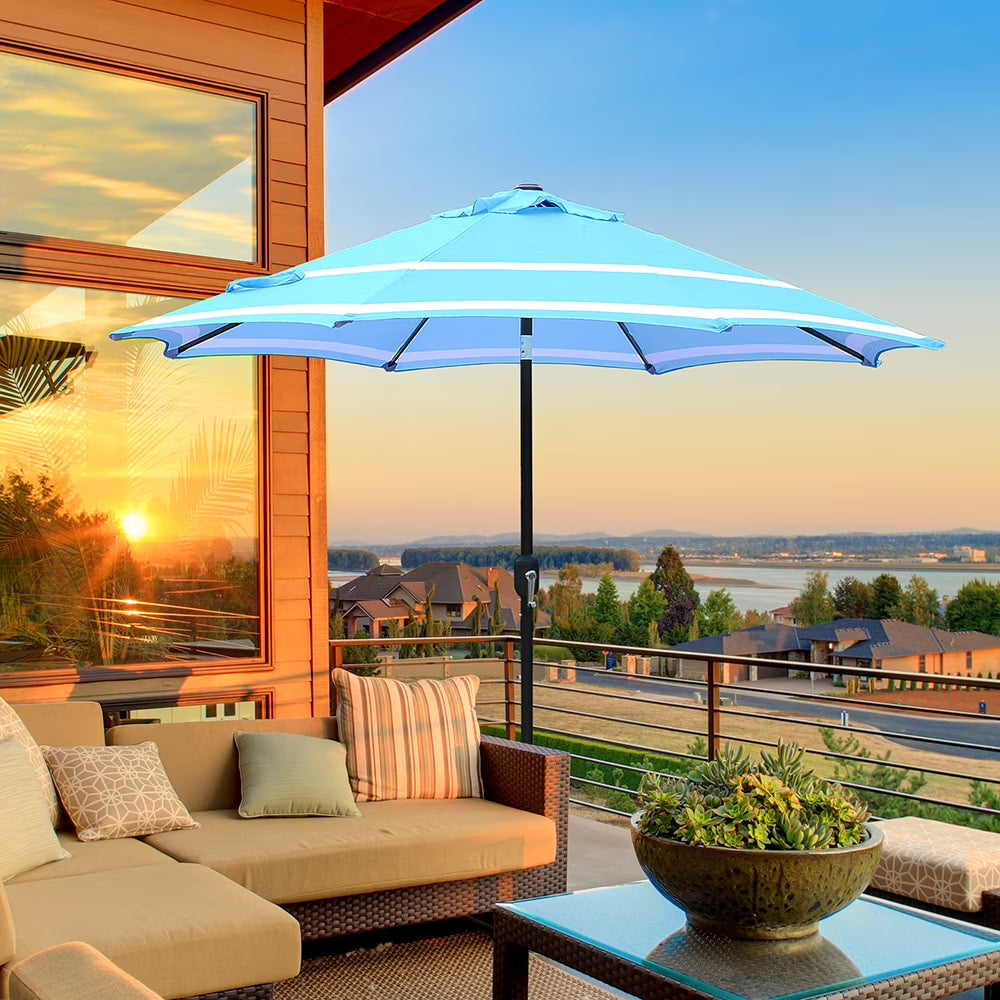 9FT Aqua & White Stripe Umbrella K680