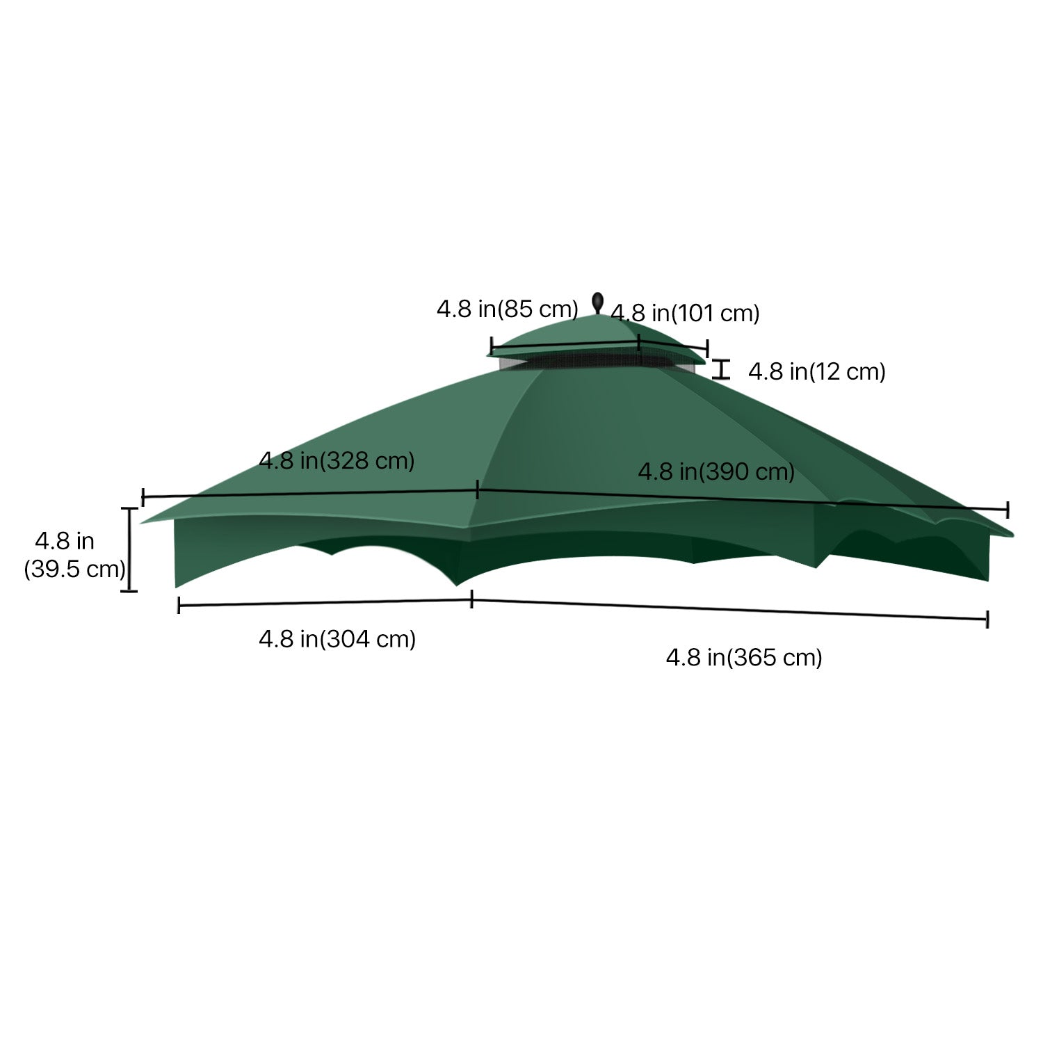 Green 10 X 12 Feet Water-Resistant Gazebo Replacement Canopy Top K8934