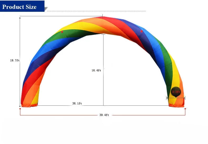 39.4ft Inflatable Rainbow Arch Oxford Cloth with Blower B4653
