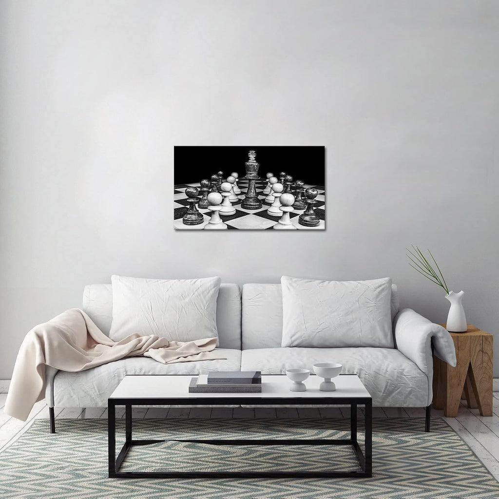 Black and White Chess Canvas Wall Art 20x36inch L450610