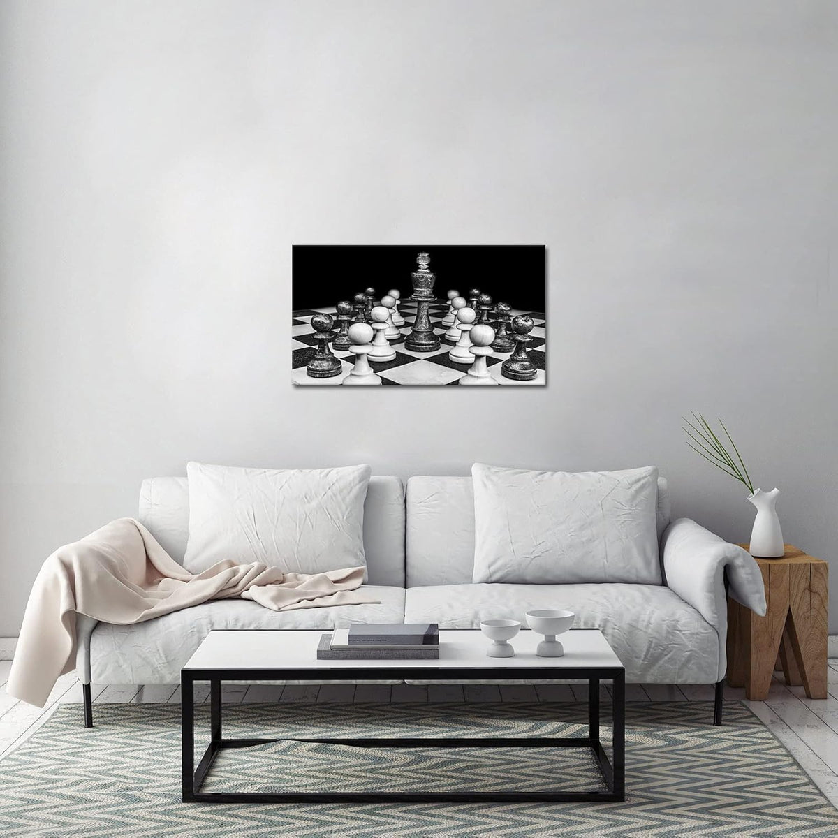 Black and White Chess Canvas Wall Art 20x36inch L450610