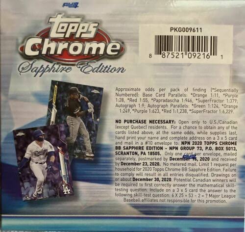 2020 Topps Chrome Baseball Sapphire Edition Box W5598