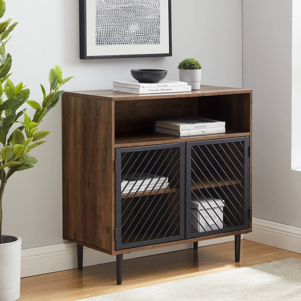 Industrial Modern Metal Door Accent Cabinet Brown T609