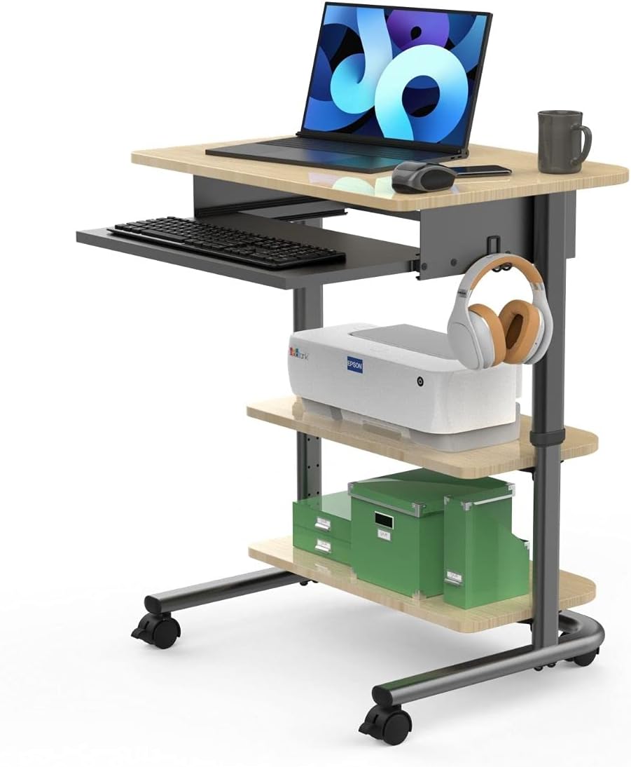 Adjustable Height Mobile Workstation with Retractable Keyboard Tray P311