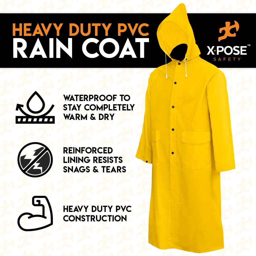 Yellow PVC Raincoat Jacket with Detachable Hood M680