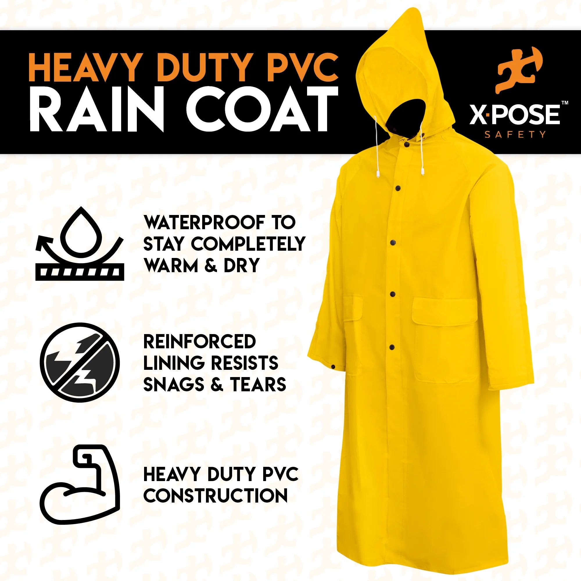 Yellow PVC Raincoat Jacket with Detachable Hood M680