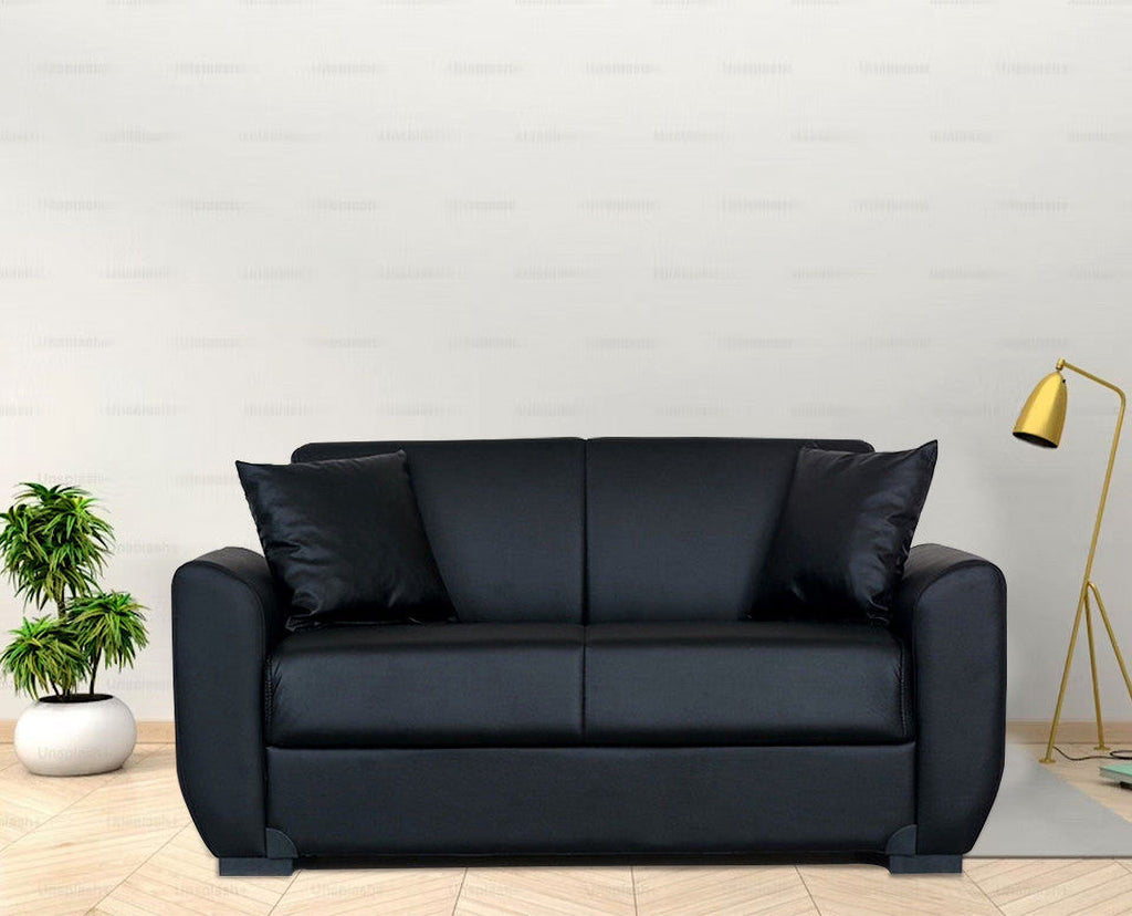 Black PU Leather Loveseat N257608