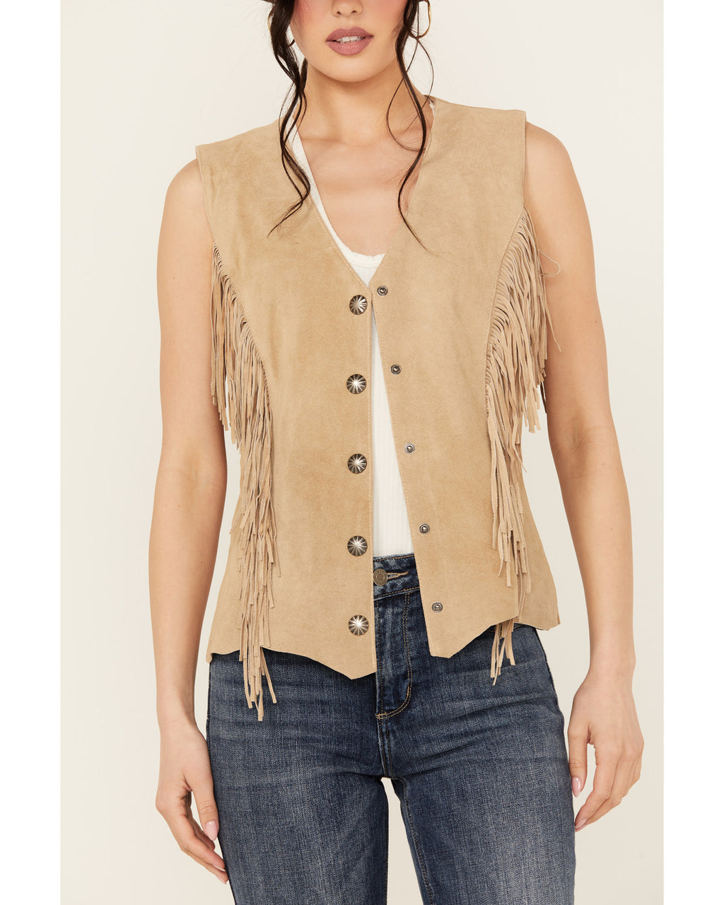 Tan Suede Fringe Vest T35395