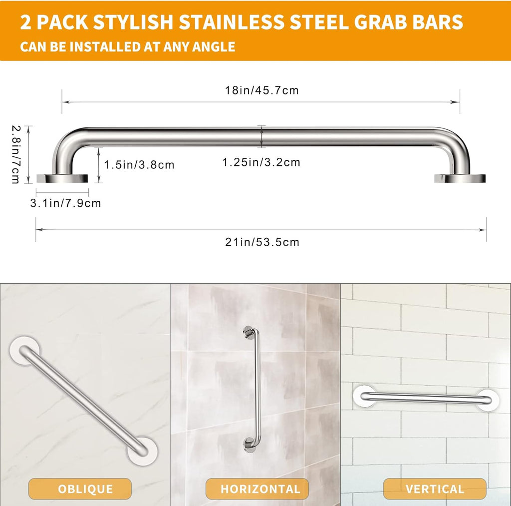 2 Pack Brushed Nickel SUS304 Safety Bathroom Grab Bars with Concealed Screws L983305