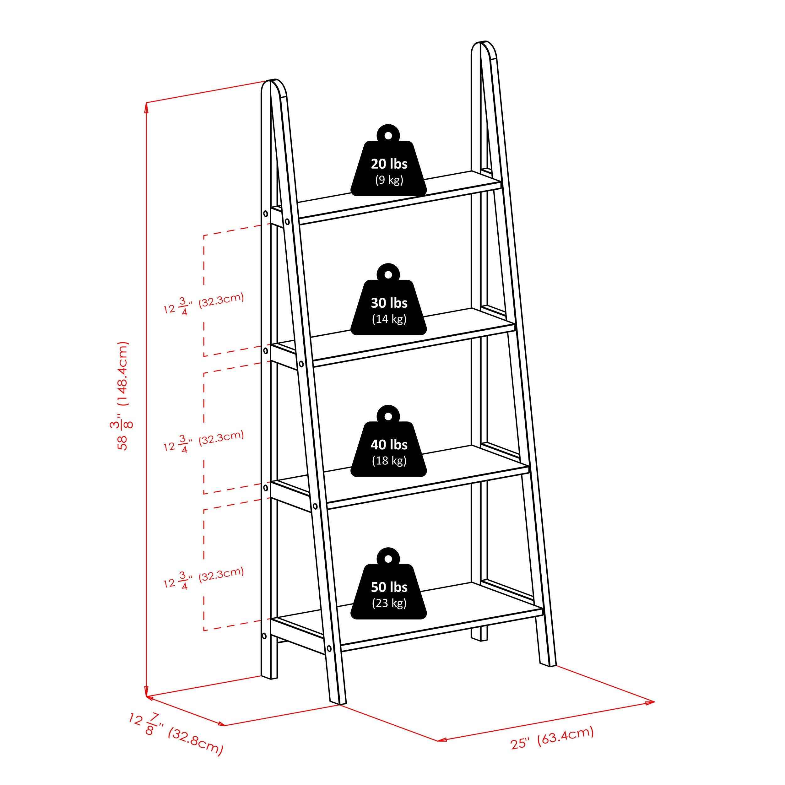 Espresso 4-Tier A-Frame Shelf Y708