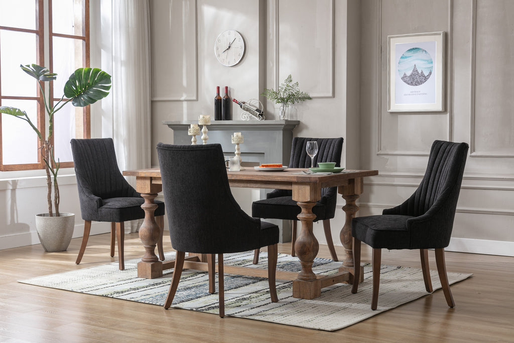 Set of 2 Tufted Linen Fabric Upholstered Dining Chairs E648583