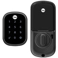 Black Suede-Cylinder Electronic Deadbolt with Lighted Keypad Touchscreen R18104
