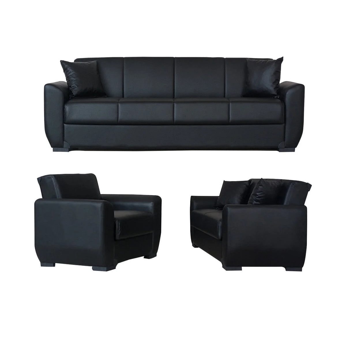 Black PU Leather Loveseat N257608