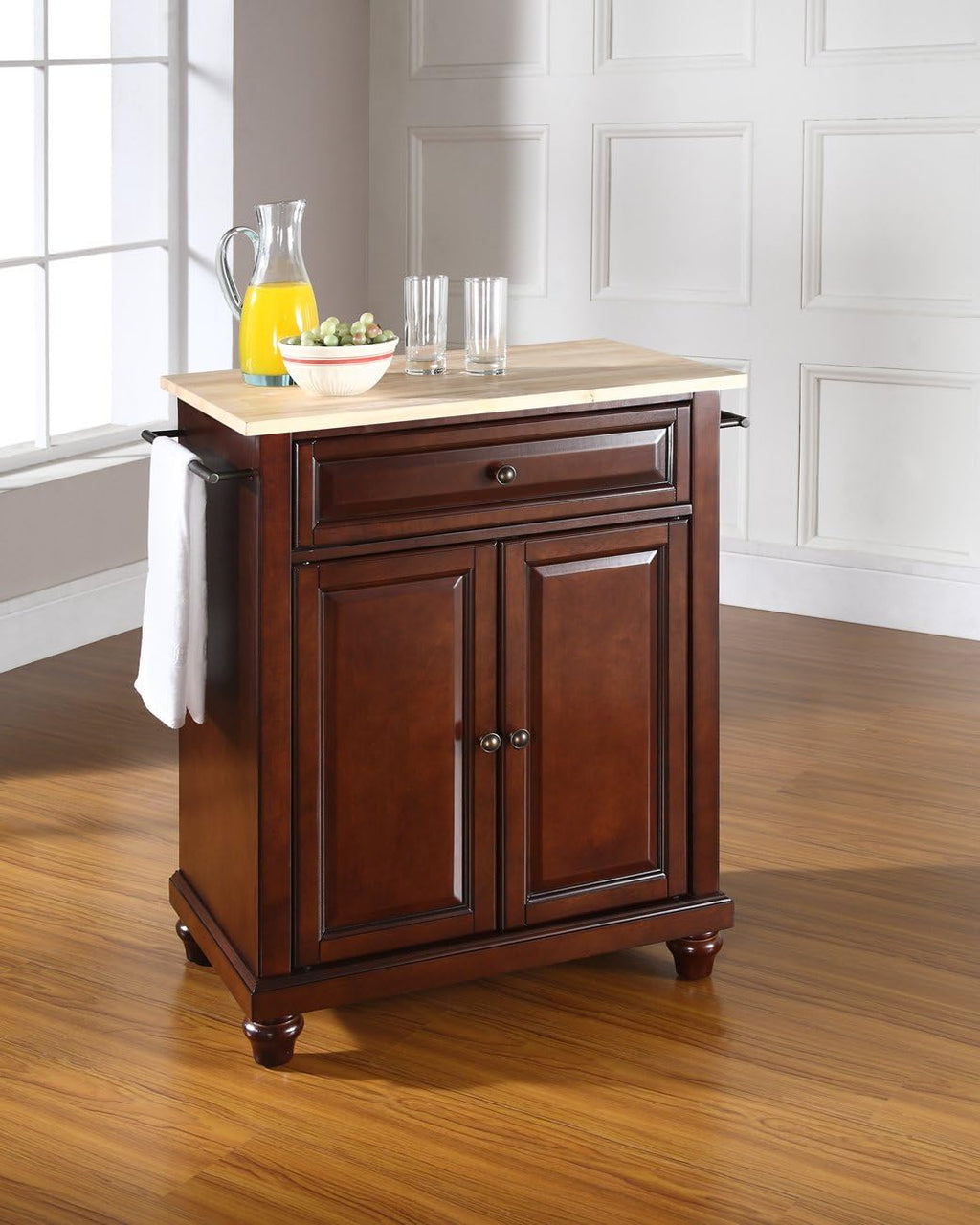 White Kitchen Island with Solid Gray Granite Top H659031