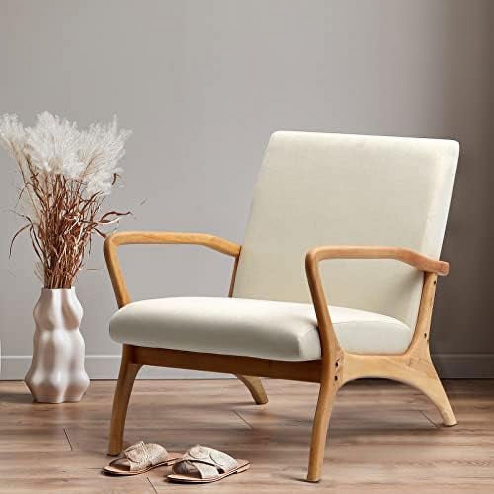 Accent Chair with Lumbar Pillow Upholstered Linen Fabric B99471