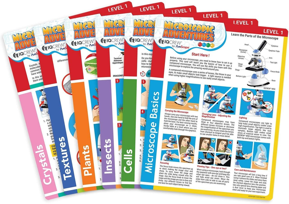 Kids Microscope Science Starter Kit with Set of 6 Experiment Cards Q918